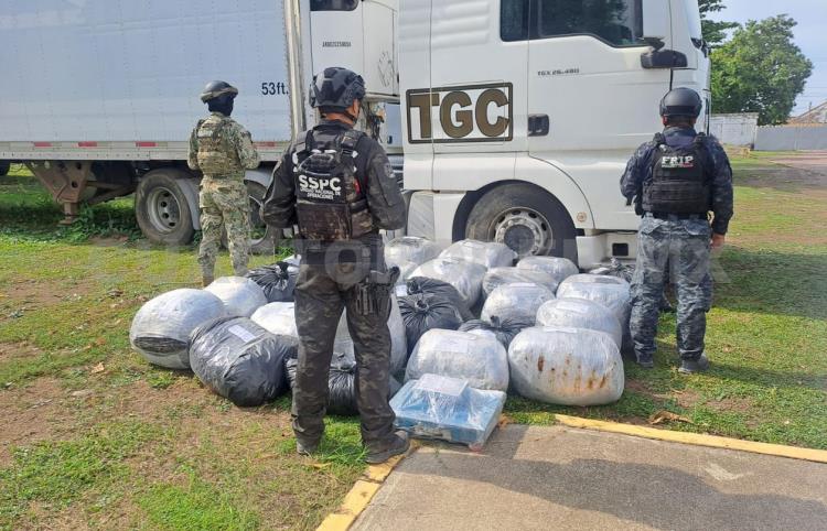 Aseguran más de 450 kilos de droga en tráiler