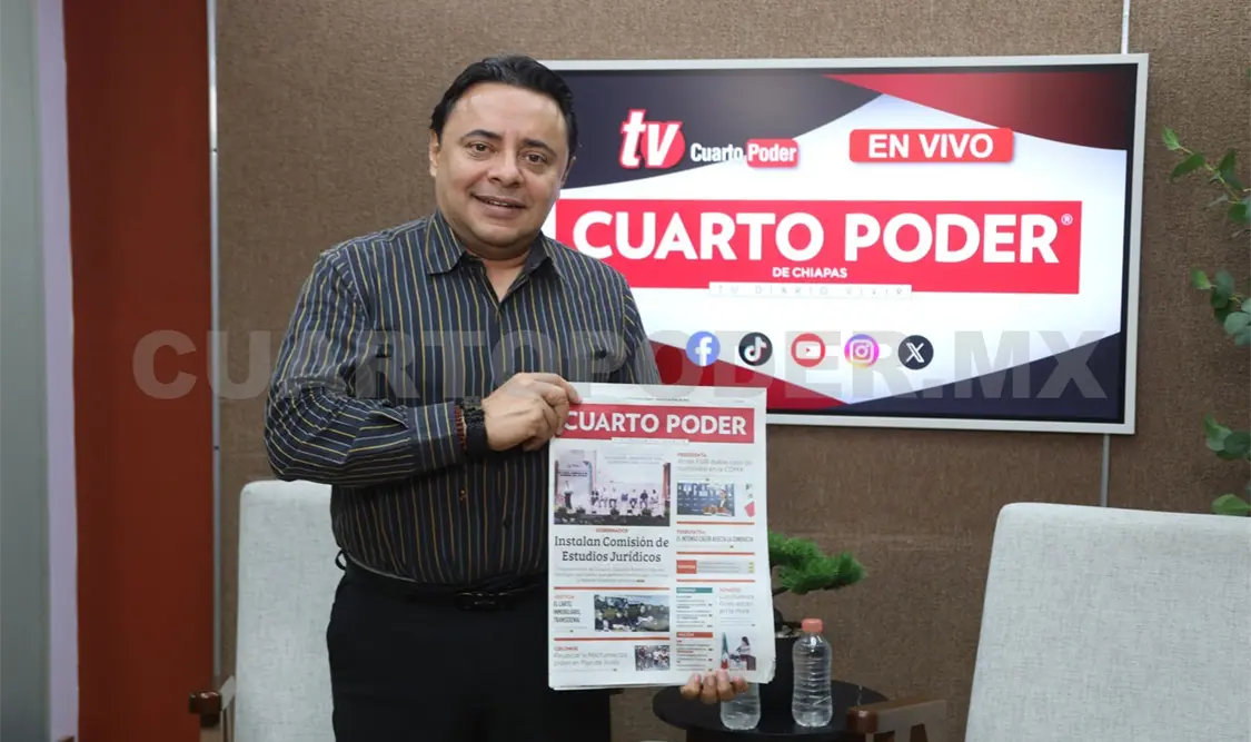 Aspecto de la entrevista del presidente del Poder Judicial en las instalaciones de TVO Cuarto Poder. Carlos López / CP