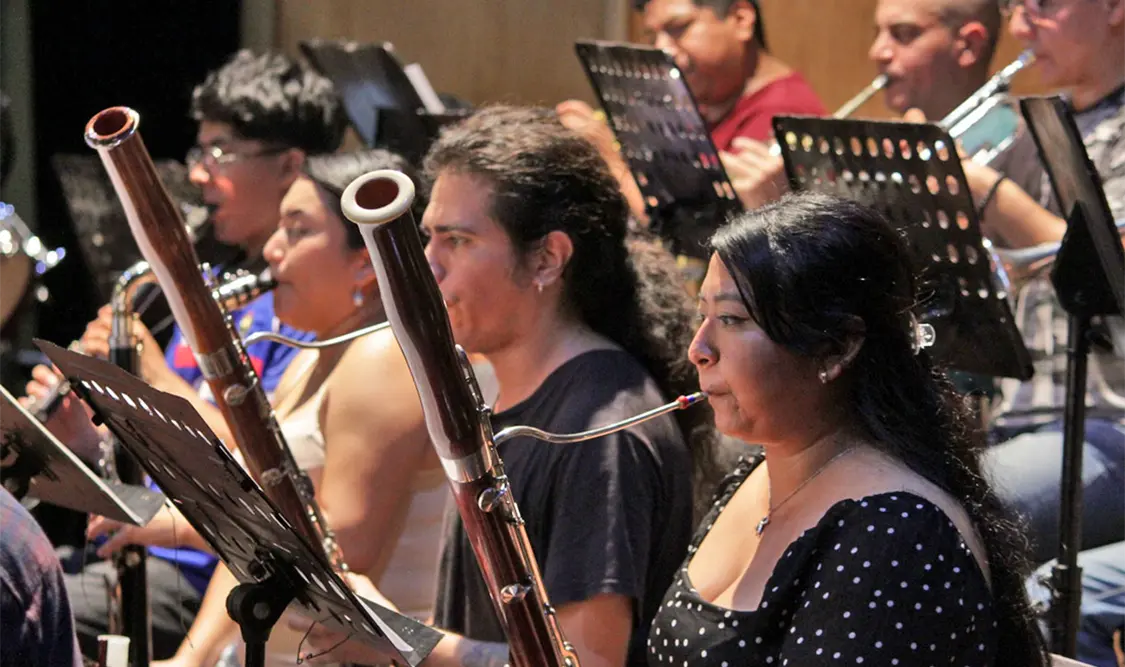 Ensayo de la Orquesta Sinfónica de Chiapas. Cortesía