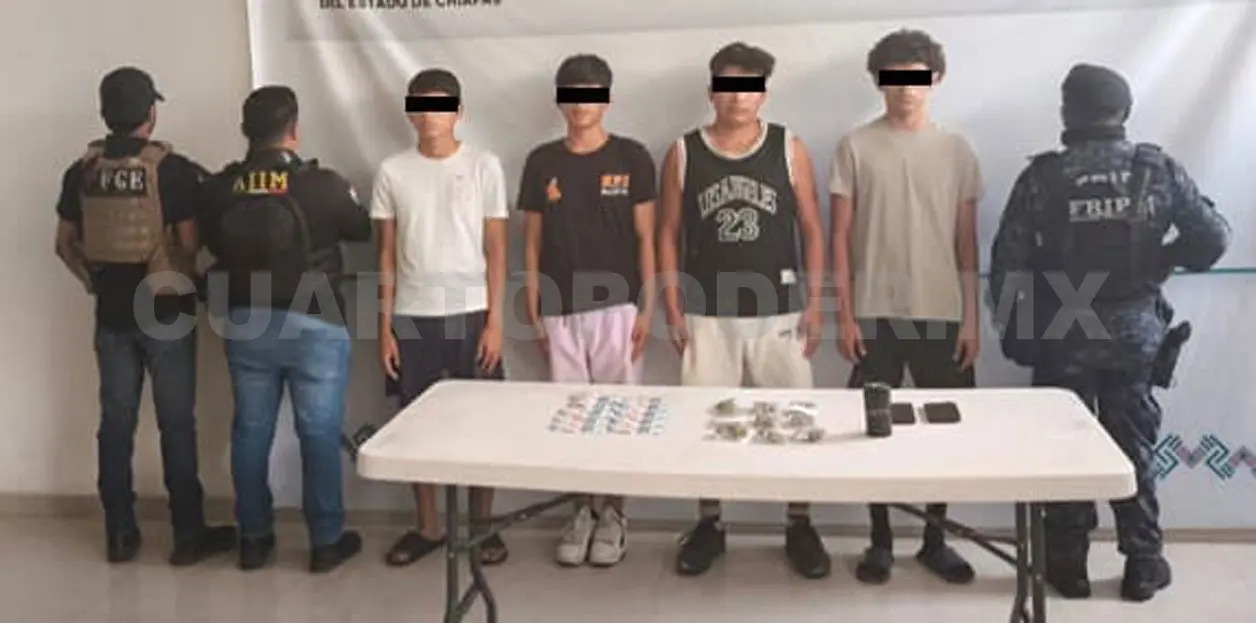 El grupo interinstitucional capturó a ocho sujetos por extorsión agravada, posesión de droga y asociación delictuosa. CP