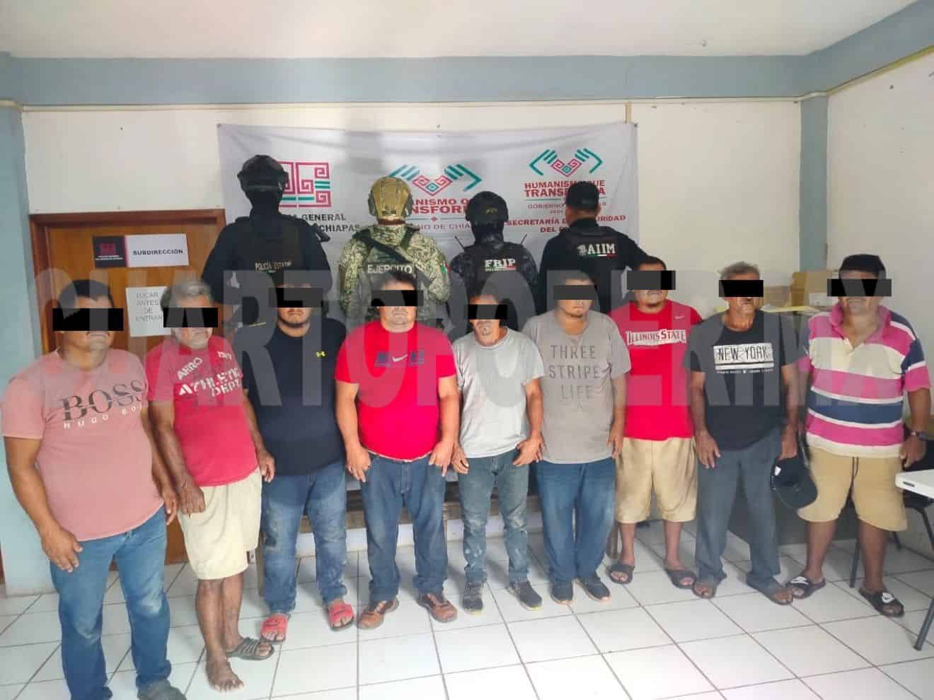 SSP y FGE detienen a masculinos por probables delitos de atentado contra la paz y coacción contra la autoridad en Frontera Comalapa