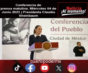 Conferencia de prensa matutina. Miércoles 04 de Junio 2025 | Presidenta Claudia Sheinbaum