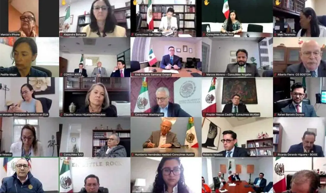 Los titulares de los 50 consulados de México en EE. UU. se reunieron con Roberto Velasco, jefe de la Unidad para América del Norte de la SRE. Cortesía