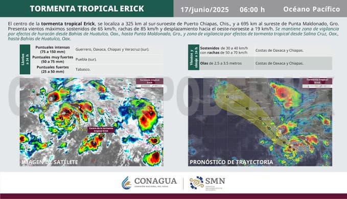 Alerta en el Pacífico mexicano por la tormenta tropical Erick