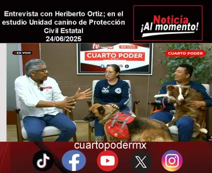 Entrevista con Heriberto Ortiz; en el estudio Unidad canino de Protección Civil Estatal