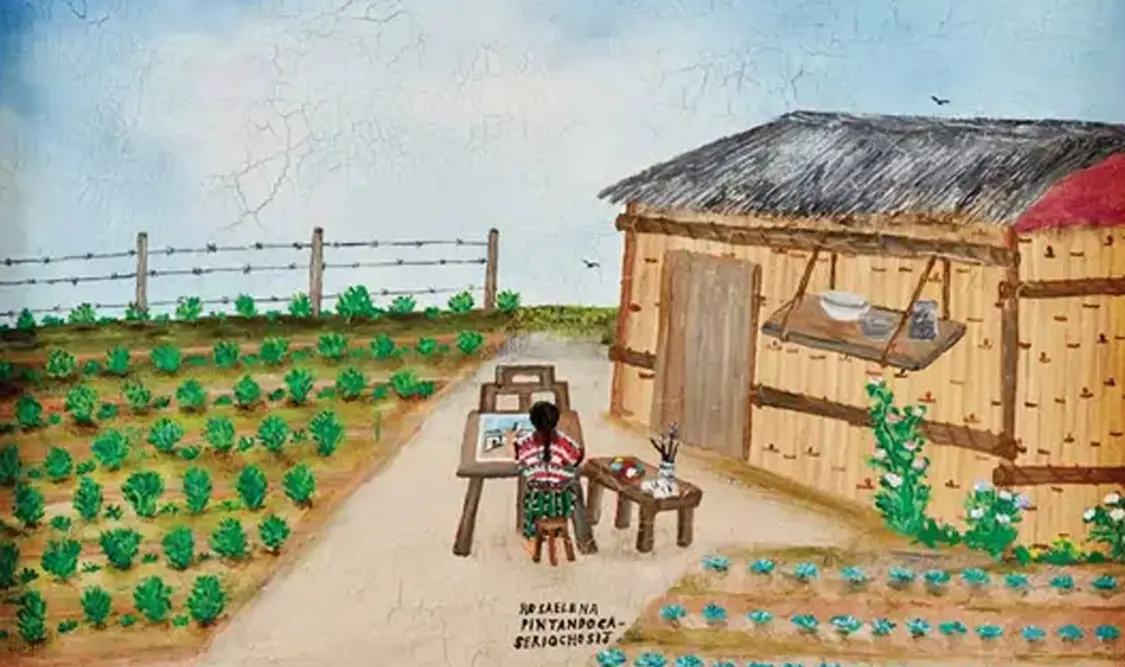 La pintora Rosa Elena Curruchich y la tejedora Angélica Serech exhiben por primera vez juntas su obra. Cortesía