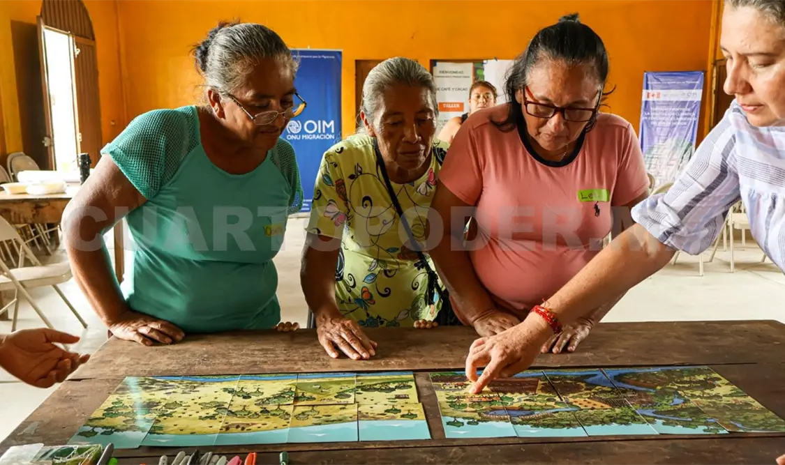 Mediante ejercicios participativos, las personas compartieron las principales amenazas climáticas que afectan sus cultivos. Cortesía