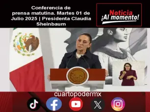 Conferencia de prensa matutina. Martes 01 de Julio 2025 | Presidenta Claudia Sheinbaum