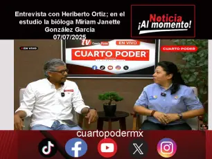 Entrevista con Heriberto Ortiz; en el estudio la bióloga Miriam Janette González García