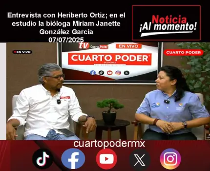Entrevista con Heriberto Ortiz; en el estudio la bióloga Miriam Janette González García