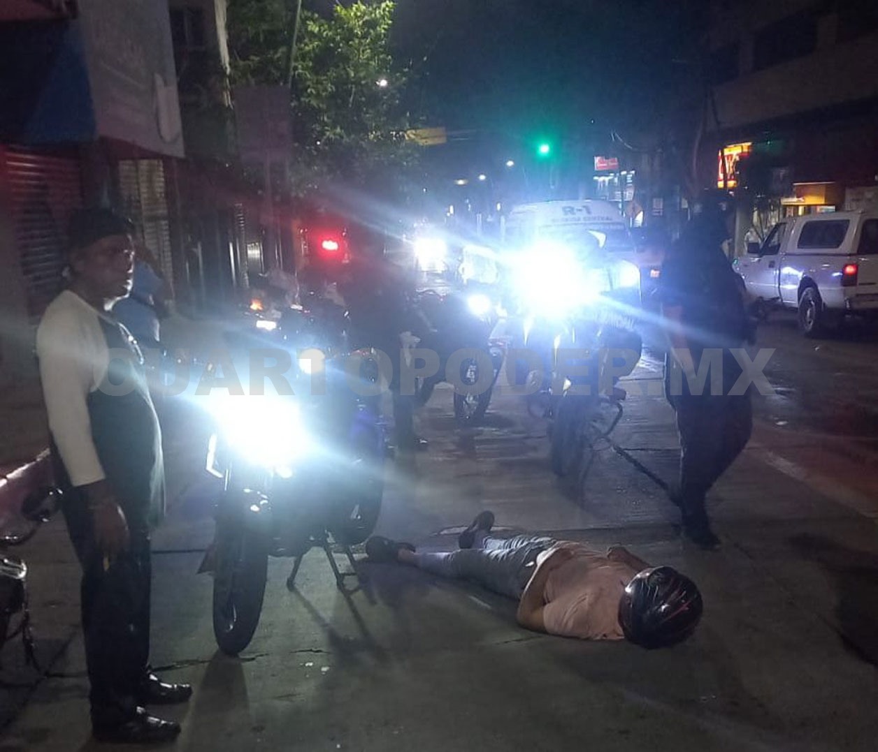 Derrapa motorista en la zona centro