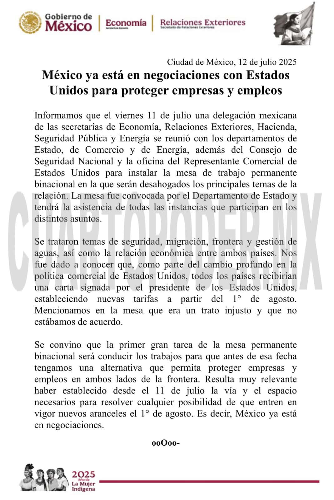 México inicia negociaciones con EE. UU. ante nuevos aranceles