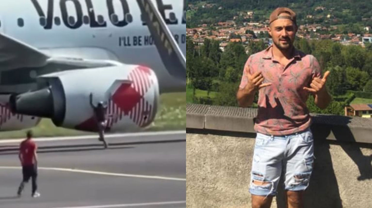 Hombre es succionado por turbina de avión