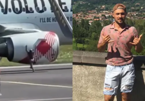 Hombre es succionado por turbina de avión