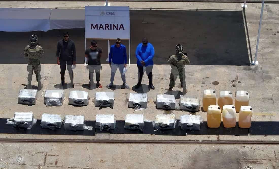 Semar asegura media tonelada de cocaína y detiene a cuatro personas en el Golfo de Tehuantepec