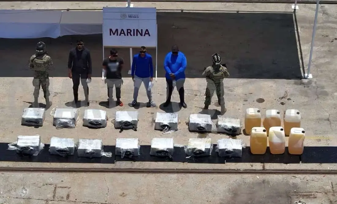 Semar asegura media tonelada de cocaína y detiene a cuatro personas en el Golfo de Tehuantepec