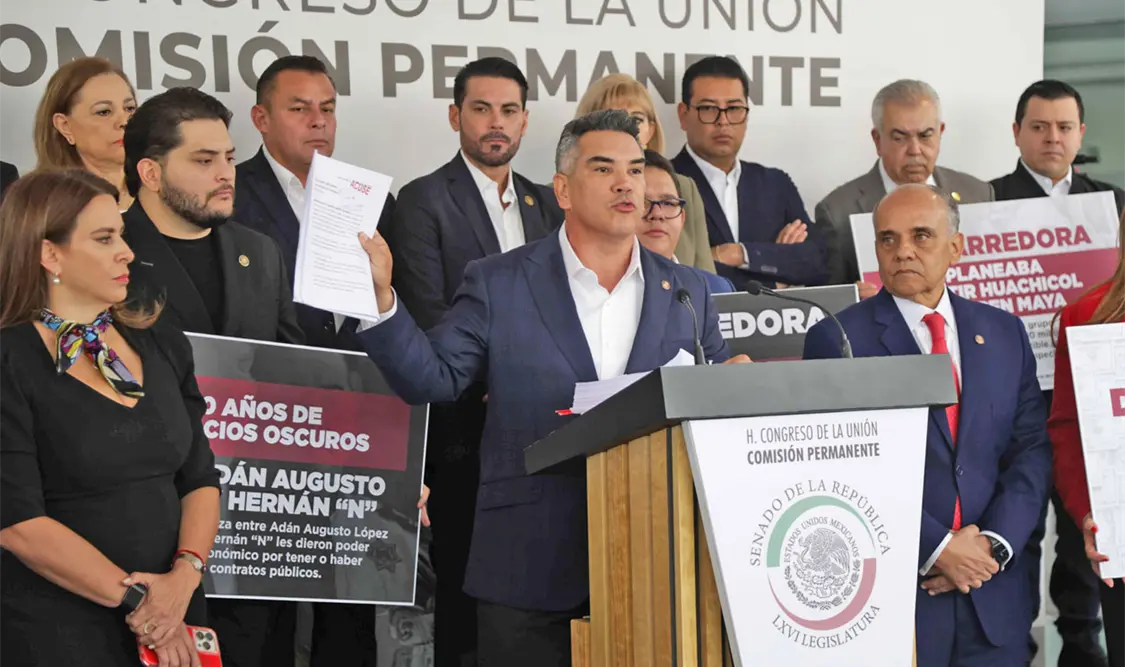 Alito Moreno anunció denuncias contra Mario Delgado, Manuel Bartlett y Hernán Bermúdez. El Universal