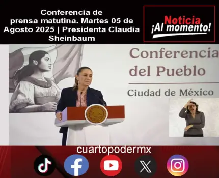 Conferencia de prensa matutina. Martes 05 de Agosto 2025 | Presidenta Claudia Sheinbaum
