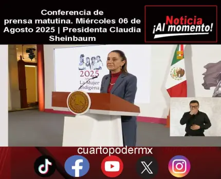 Conferencia de prensa matutina. Miércoles 06 de Agosto 2025 | Presidenta Claudia Sheinbaum
