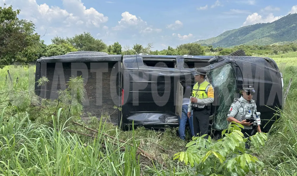 Termina pick up dañada entre la maleza
