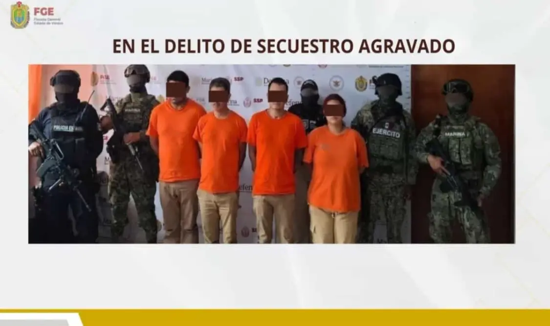 A los detenidos se les notificó la orden de aprehensión por el presunto delito de secuestro agravado. Cortesía