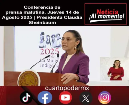 Conferencia de prensa matutina. Jueves 14 de Agosto 2025 | Presidenta Claudia Sheinbaum