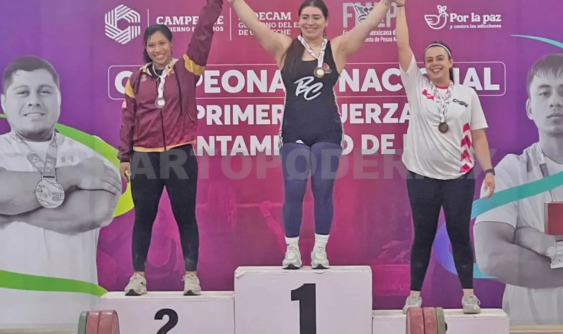 La “dama de hierro” de las pesas se colgó la medalla dorada en la división de los 77 kilogramos. Cortesía