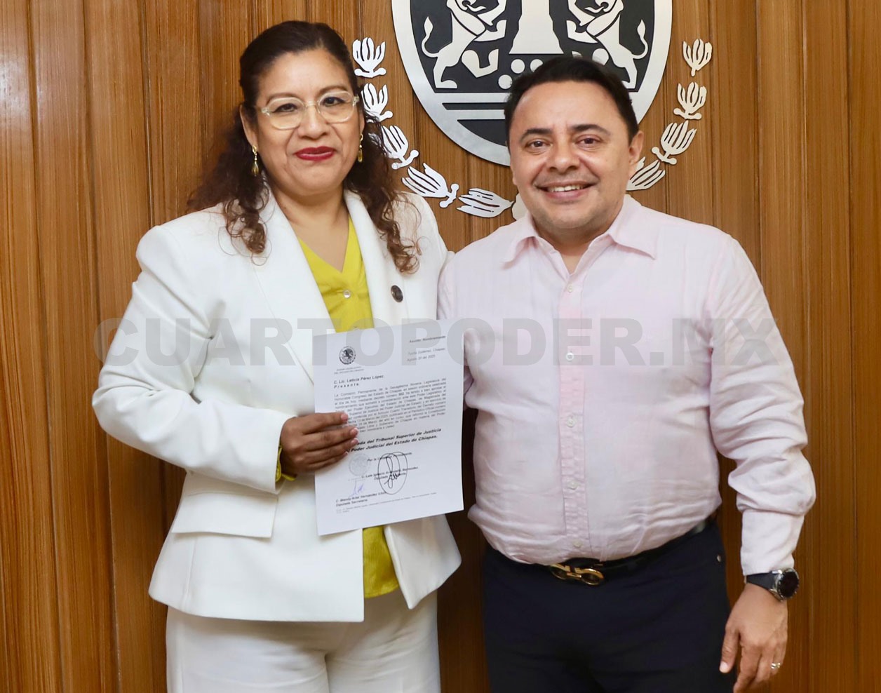 Destaca magistrado nombramiento de Leticia Pérez