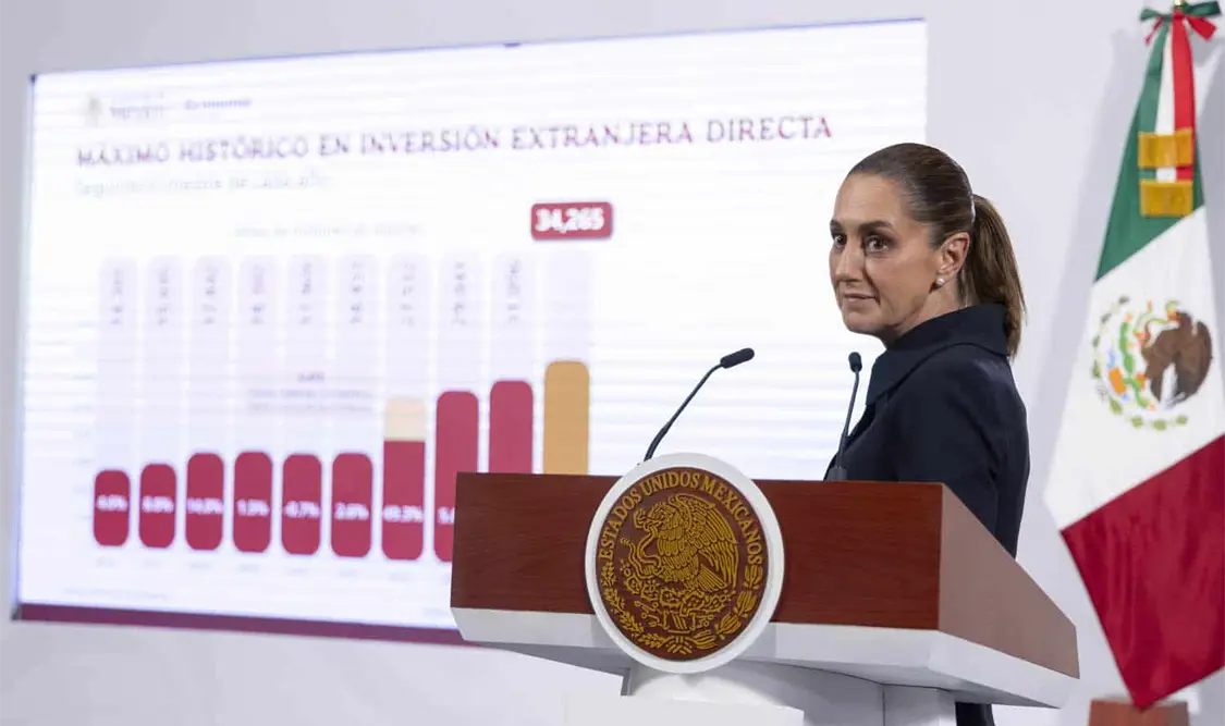 Así que el modelo de la 4T no solamente disminuye la pobreza, sino también genera inversión: presidenta. Cortesía