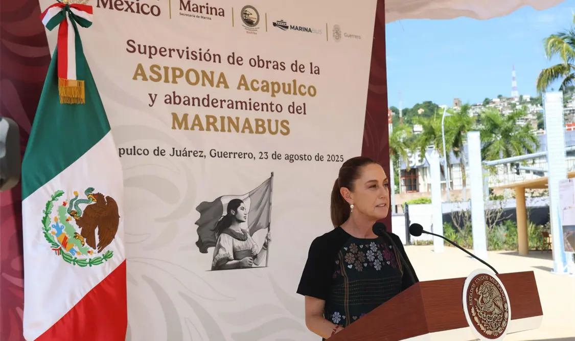 Sheinbaum Pardo encabezó la supervisión de obras de la Administración del Sistema Portuario Nacional (Asipona) Acapulco y abanderamiento del Marinabus. Cortesía