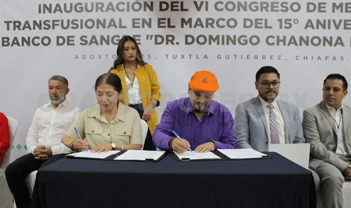 Secretaría de Salud y Unach firman convenio de colaboración de donación voluntaria y altruista. CP