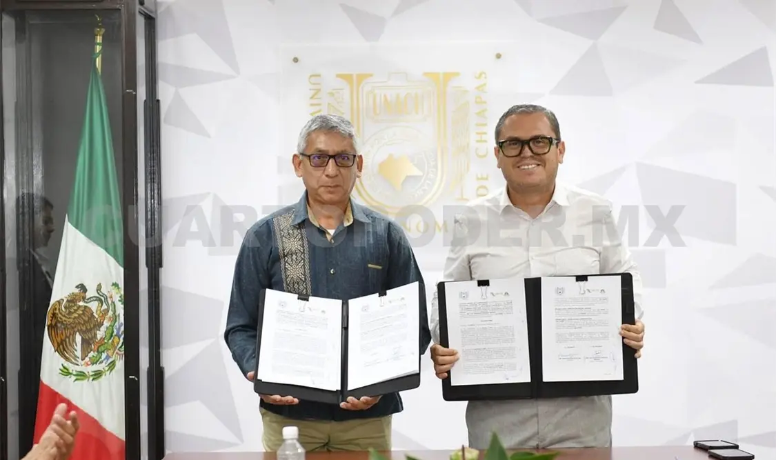 El convenio fue suscrito por el rector Oswaldo Chacón Rojas y el titular del CECyTE, Luis Guadalupe Morales Ángeles. CP