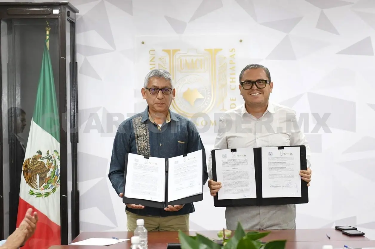 El convenio fue suscrito por el rector Oswaldo Chacón Rojas y el titular del CECyTE, Luis Guadalupe Morales Ángeles. CP
