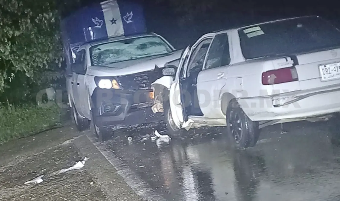 El fuerte choque frontal ocurrió en la carretera Palenque-Ocosingo, a la altura del puente Tulijá. Genaro Sánchez / CP