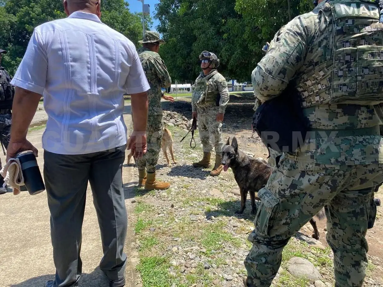 Con ayuda de binomios caninos investigaron en toda la zona, sin encontrar ningún artefacto explosivo. Víctor Sánchez / CP
