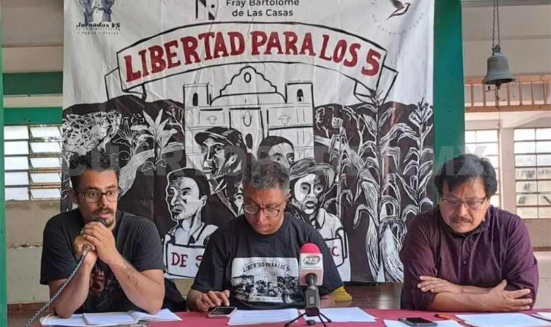 Aspecto de la conferencia de prensa por la libertad de los presos de San Juan Cancuc. Cortesía