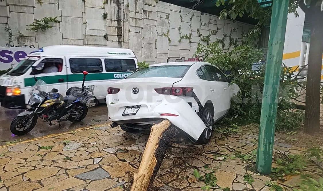 En una curva se salió del camino. La fascia trasera se desprendió. Ulises Villalobos / CP