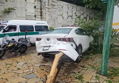 Le gana la curva y se impacta contra un árbol