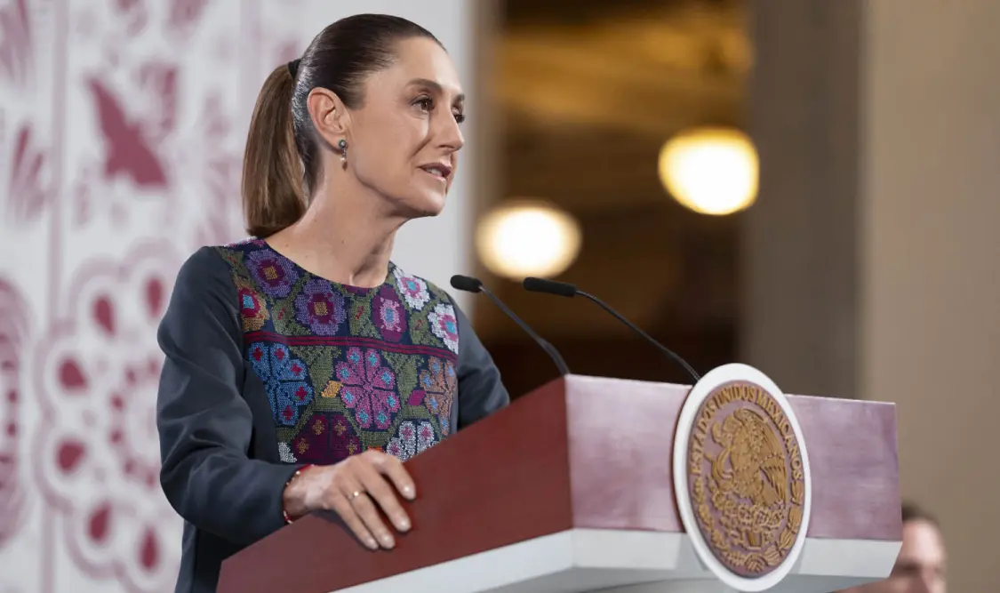 La presidenta Claudia Sheinbaum durante su conferencia matutina desde Palacio Nacional. Cortesía 