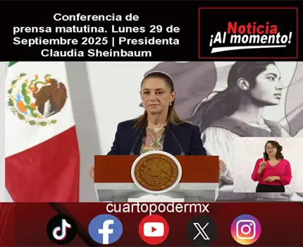 Conferencia de prensa matutina. Lunes 29 de Septiembre 2025 | Presidenta Claudia Sheinbaum