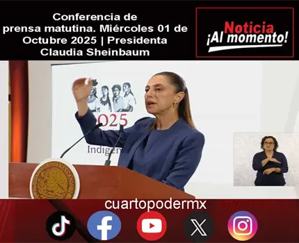 Conferencia de prensa matutina. Miércoles 01 de Octubre 2025 | Presidenta Claudia Sheinbaum