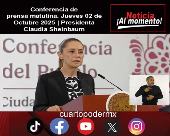 Conferencia de prensa matutina. Jueves 02 de Octubre 2025 | Presidenta Claudia Sheinbaum