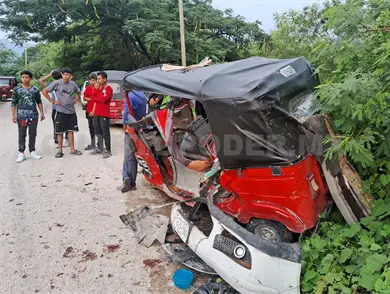 Cuatro lesionados en brutal impacto a mototaxi