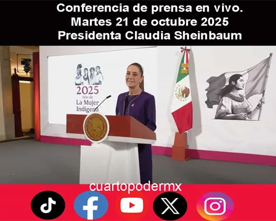 Conferencia de prensa en vivo. Martes 21 de octubre 2025 | Presidenta Claudia Sheinbaum