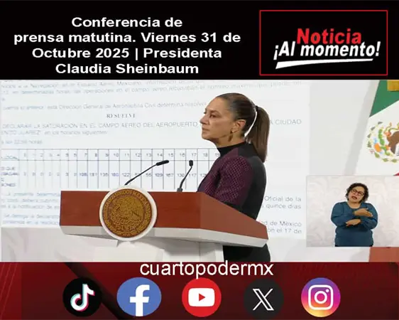 Conferencia de prensa matutina. Viernes 31 de Octubre 2025 | Presidenta Claudia Sheinbaum Conferencia de prensa matutina. Viernes 31 de Octubre 2025 | Presidenta Claudia Sheinbaum