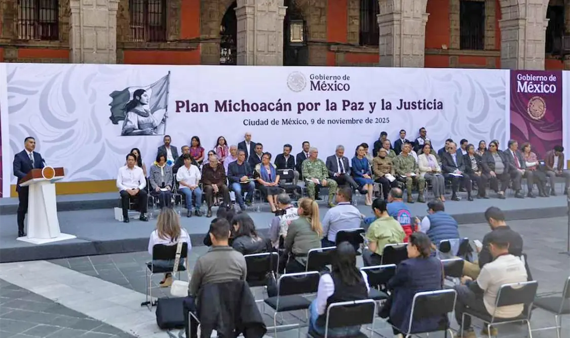 Sheinbaum Pardo presentó este domingo en Palacio Nacional, el Plan Michoacán por la Paz y la Justicia. Cortesía 