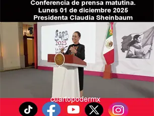 Conferencia de prensa matutina. Lunes 01 de diciembre 2025 | Presidenta Claudia Sheinbaum