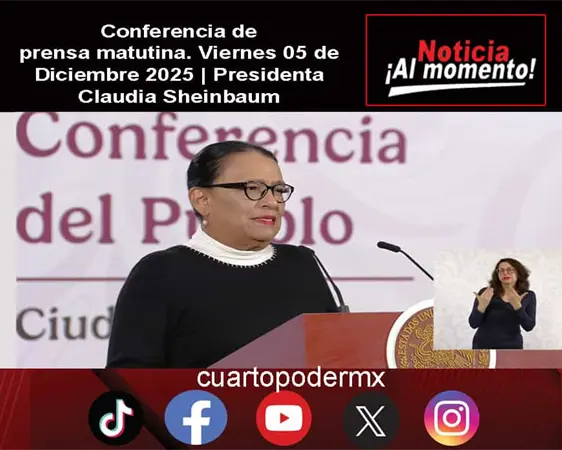 Conferencia de prensa matutina. Viernes 05 de Diciembre 2025 | Presidenta Claudia Sheinbaum