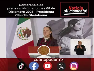 Conferencia de prensa matutina. Lunes 08 de Diciembre 2025 | Presidenta Claudia Sheinbaum