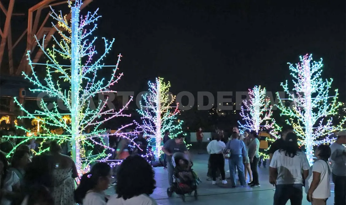 Con los adornos navideños, familias enteras están acudiendo al parque. Una de las mayores atracciones es el árbol de navidad. Samuel Meneses / CP